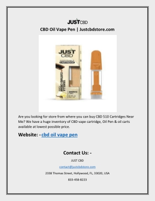 CBD Oil Vape Pen | Justcbdstore.com