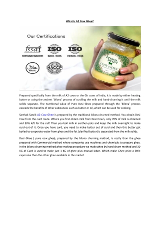 What is A2 Cow Ghee