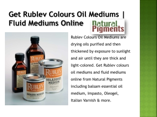 Get Rublev Colours Oil Mediums | Fluid Mediums Online