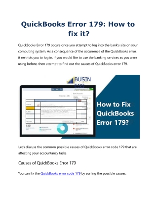 what is QuickBooks Error 179 and how to fix it?