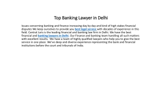 Top Banking Lawyer in Delhi
