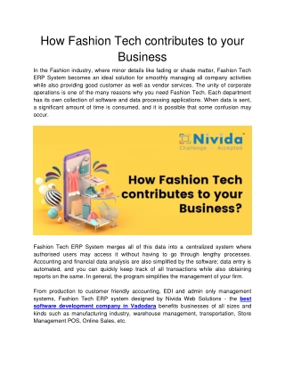 How Fashion Tech contributes to your Business