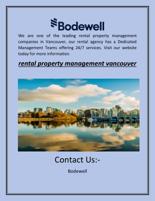 Rental Property Management Vancouver | Bodewell