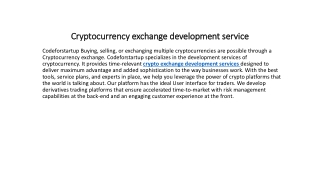 Cryptocurrency exchange development service