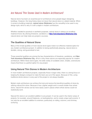 Are Natural Thin Stones Used in Modern Architecture