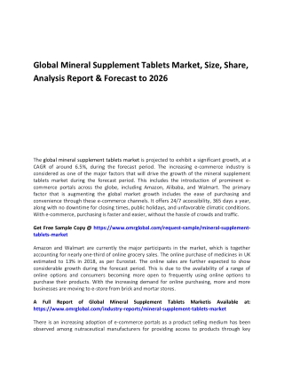 Global Mineral Supplement Tablets Market