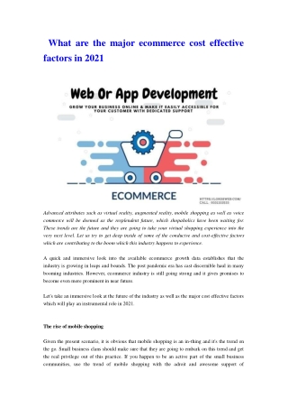 The major ecommerce cost effective factors in 2021