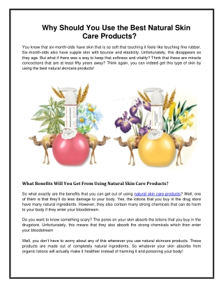 Why Should You Use the Best Natural Skin Care Products?