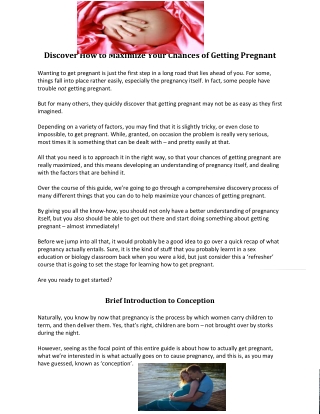 LEARN HOW TO INCREASE YOUR CHANCES OF BECOMING PREGNANT NATURALLY IN JUST 60 DAY