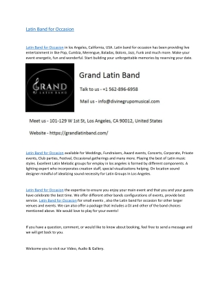 Latin Band For Ocassion pdf