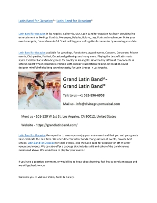 Latin band for occasion^- Latin band for occasion pdf