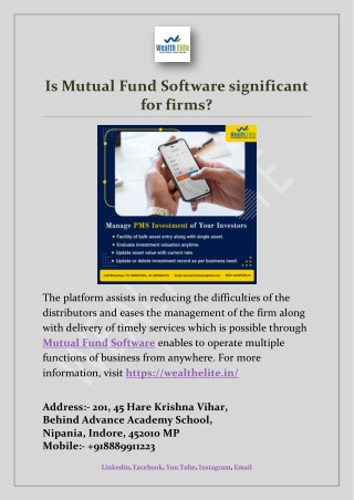 Is Mutual Fund Software significant for firms