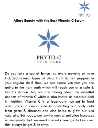 Allure Beauty with the Best Vitamin C Serum