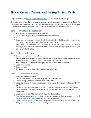 How to Create a Tournament? | A Step-by-Step Guide
