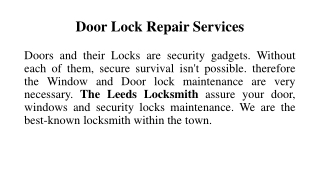 Door lock Repair