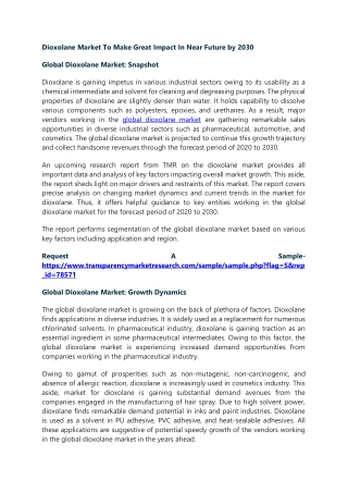 Dioxolane Market To Make Great Impact In Near Future by 2030