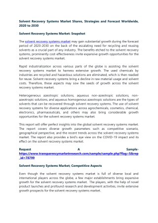 Solvent Recovery Systems Market Shares, Strategies and Forecast Worldwide, 2020
