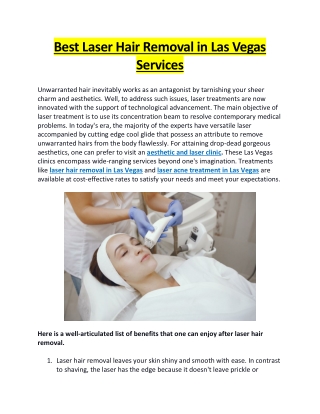 Best Laser Hair Removal in Las Vegas Services