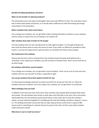 Benefits OF Changing Windows and Doors