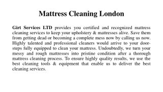 Mattress Cleaning London