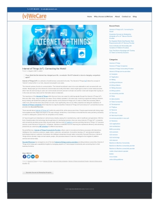 Internet of Things (IoT): Connecting the World!