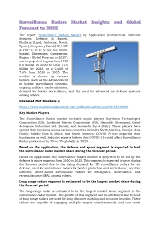 Surveillance Radars Market Insights and Global Forecast to 2025