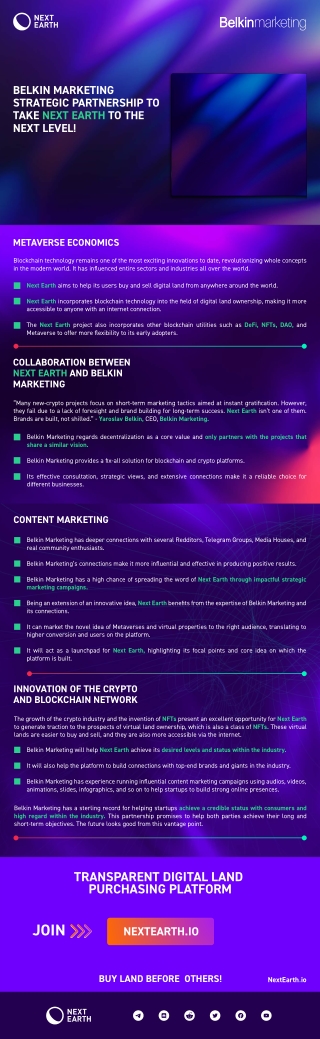 Belkin Marketing strategic partnership to take Next Earth to the next level!