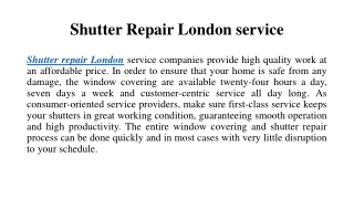 Shutter Repair London service