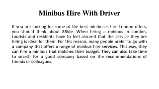 Minibus Hire with Driver