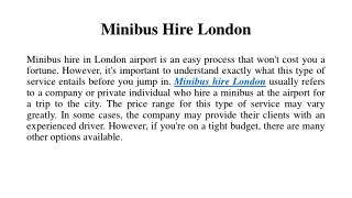 Minibus Hire London