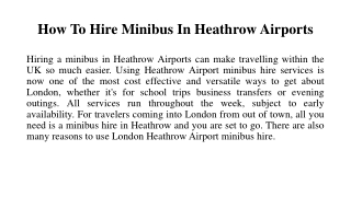 Minibus Hire Heathrow