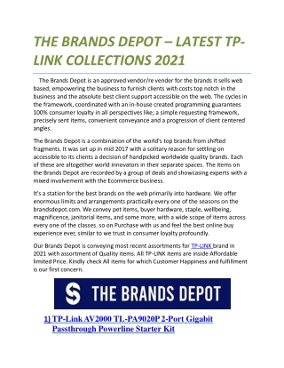 THE BRANDS DEPOT – LATEST TP-LINK COLLECTIONS 2021