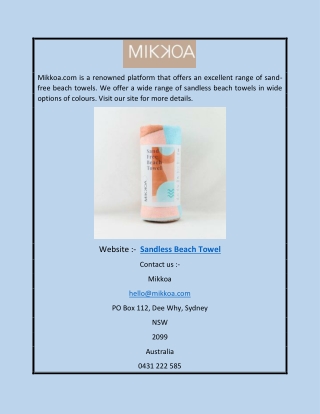 Sandless Beach Towel | Mikkoa.com