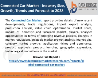 Connected Car Market Worldwide Prospects, Types & Application