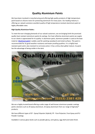 Quality Aluminium Paints