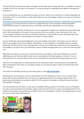 The Anatomy of a Great fifa 20 download