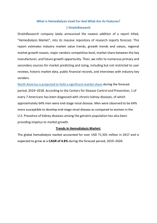 Hemodialysis Market Analysis 20'1