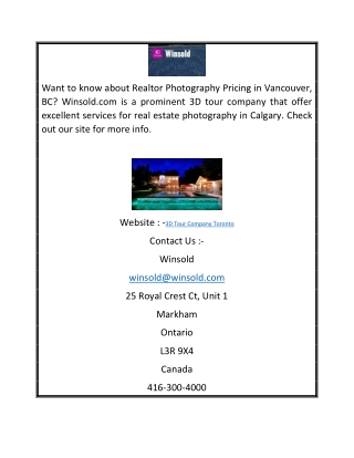 3D Tour Company Toronto | Winsold.com