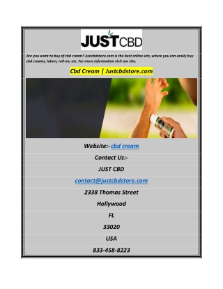 Cbd Cream Justcbdstore.com
