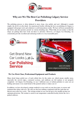 Why are We the Best Car Polishing Calgary Service Providers