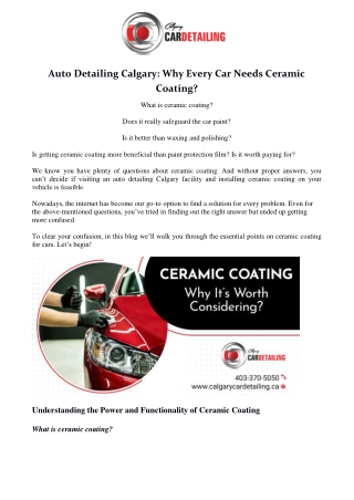 Auto Detailing Calgary Why Every Car Needs Ceramic Coating