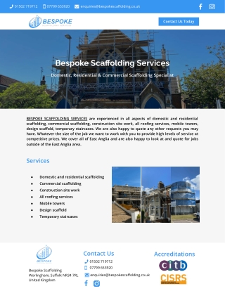Domestic, Residential & Commercial Scaffolding Specialist
