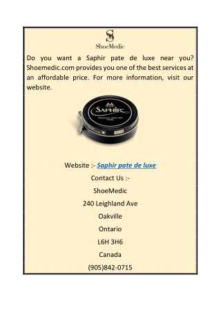 Saphir pate de luxe  Shoemedic.com