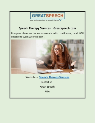 Speech Therapy Services | Greatspeech.com