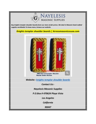 Knights templar shoulder boardsArreosmasonicosusa.com