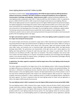 Smart Lighting Market by Offering, Installation Type, End Use Application