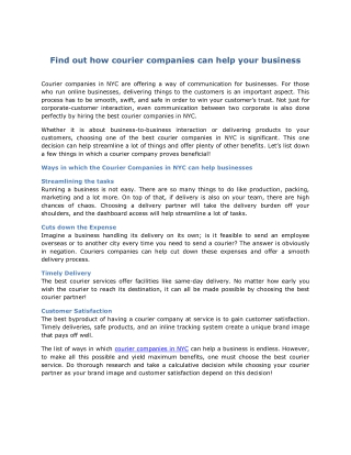 Find out how courier companies can help your business