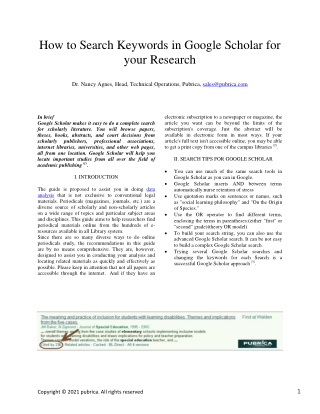 How to search keywords in Google scholar for your Research – Pubrica