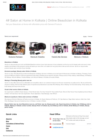 Salon at Home in Kolkata | Online Beautician in Kolkata