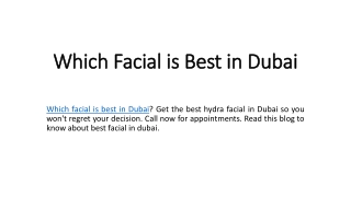 Which Facial is Best in Dubai